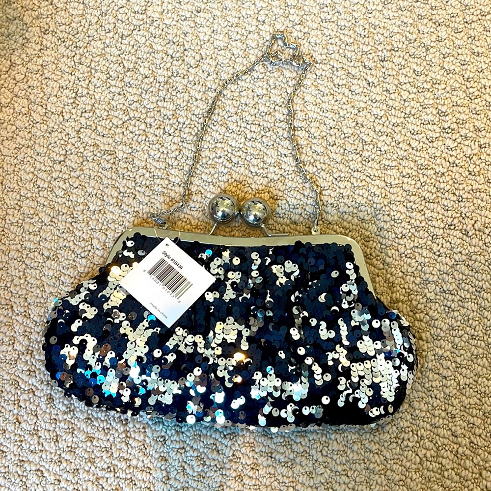 New With Tag! Sequin Clutch With Removable Chain. - image 1